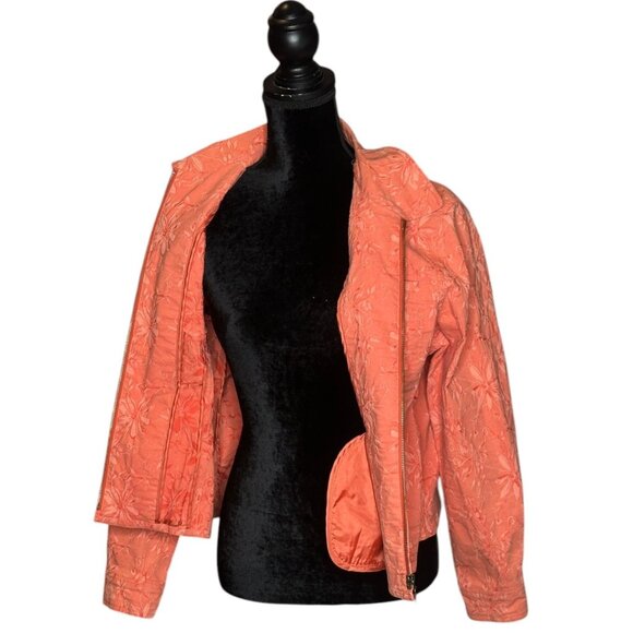 Coldwater Creek Floral Embossed Jacket Womens Size PM Cotton Blend Full Zip - Picture 7 of 14